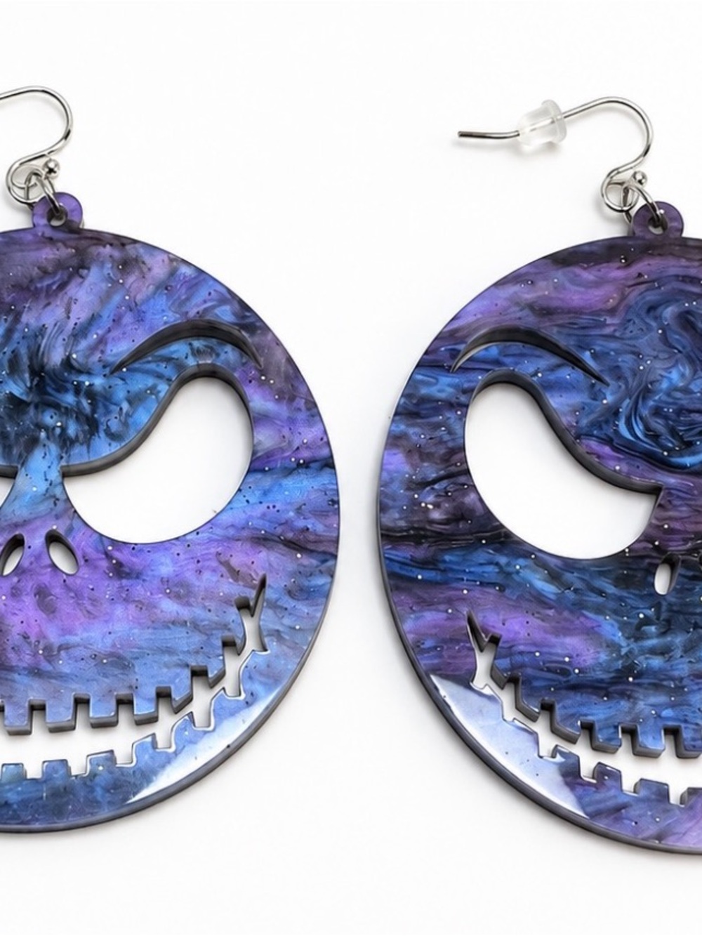 Lightweight Acrylic Halloween Skull Earrings Hypoallergenic French Hooks